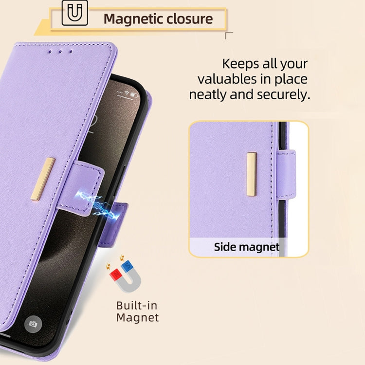 For iPhone 15 Pro Crossbody Chain Leather Phone Case(Purple) - HoMEdemic™ 