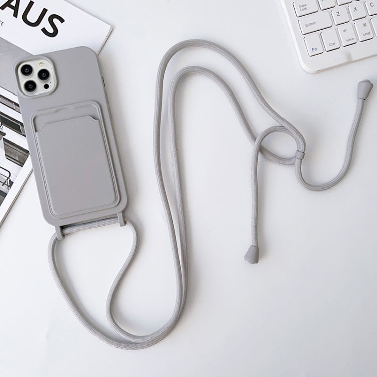 For iPhone 15 Pro Crossbody Lanyard Elastic Silicone Card Holder Phone Case(Grey) - HoMEdemic™ 