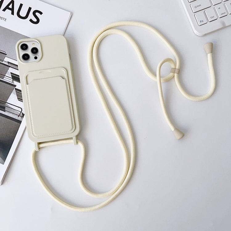 For iPhone 15 Pro Crossbody Lanyard Elastic Silicone Card Holder Phone Case(White) - HoMEdemic™ 