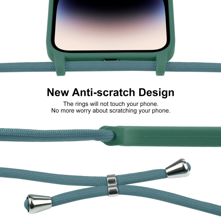 For iPhone 15 Pro Crossbody Lanyard Liquid Silicone Case(Pine Needle Green) - HoMEdemic™ 