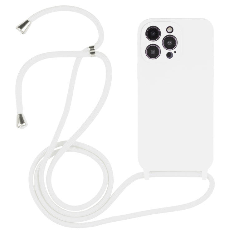 For iPhone 15 Pro Crossbody Lanyard Liquid Silicone Case(White) - HoMEdemic™ 