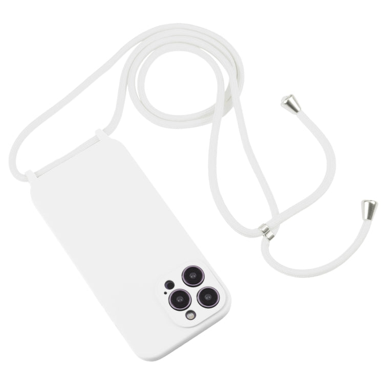 For iPhone 15 Pro Crossbody Lanyard Liquid Silicone Case(White) - HoMEdemic™ 