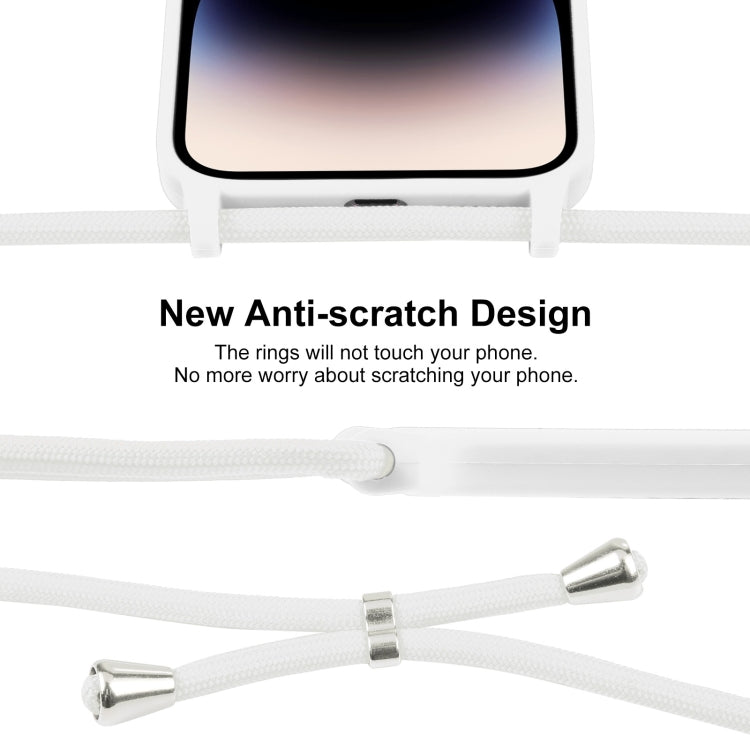For iPhone 15 Pro Crossbody Lanyard Liquid Silicone Case(White) - HoMEdemic™ 