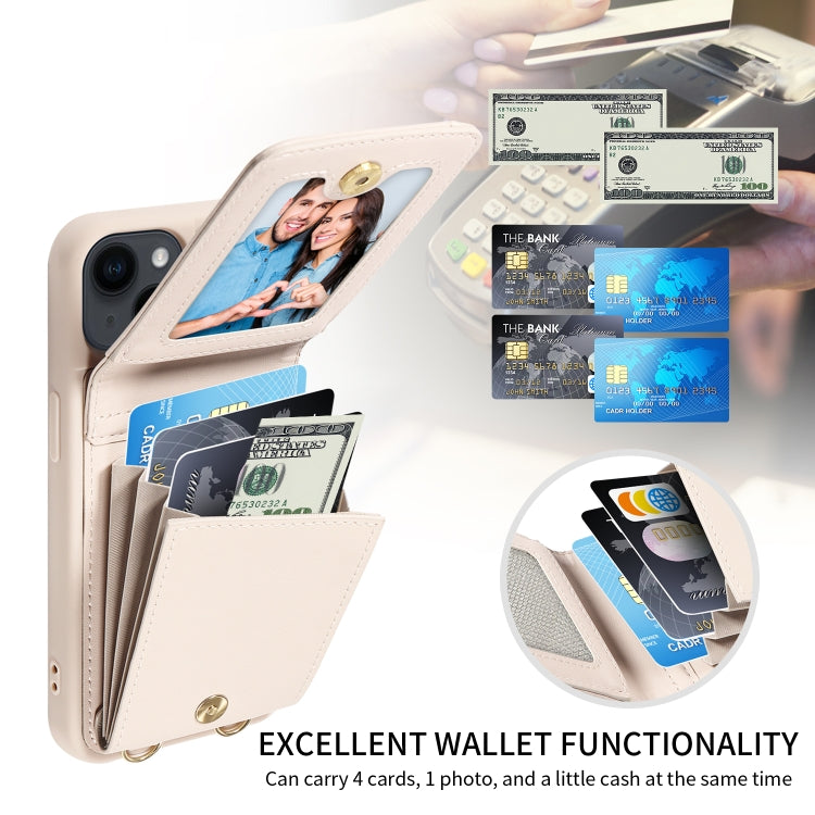 For iPhone 15 Pro Crossbody Lanyard Zipper Wallet Leather Phone Case(Beige) - HoMEdemic™ 
