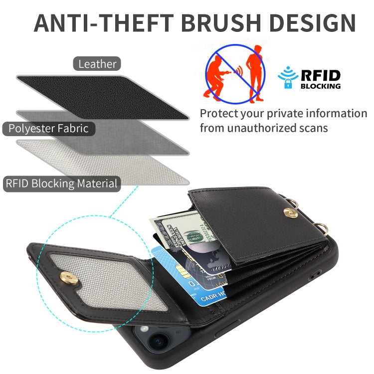 For iPhone 15 Pro Crossbody Lanyard Zipper Wallet Leather Phone Case(Black) - HoMEdemic™ 