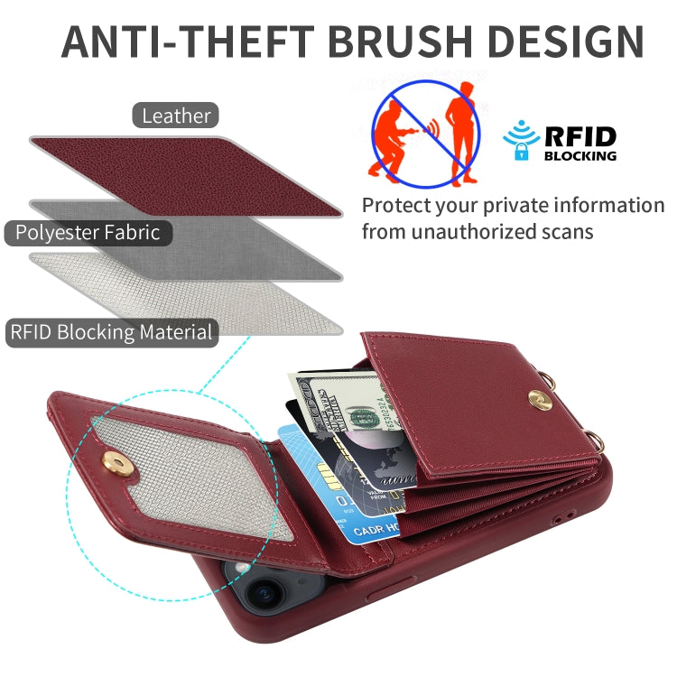 For iPhone 15 Pro Crossbody Lanyard Zipper Wallet Leather Phone Case(Wine Red) - HoMEdemic™ 