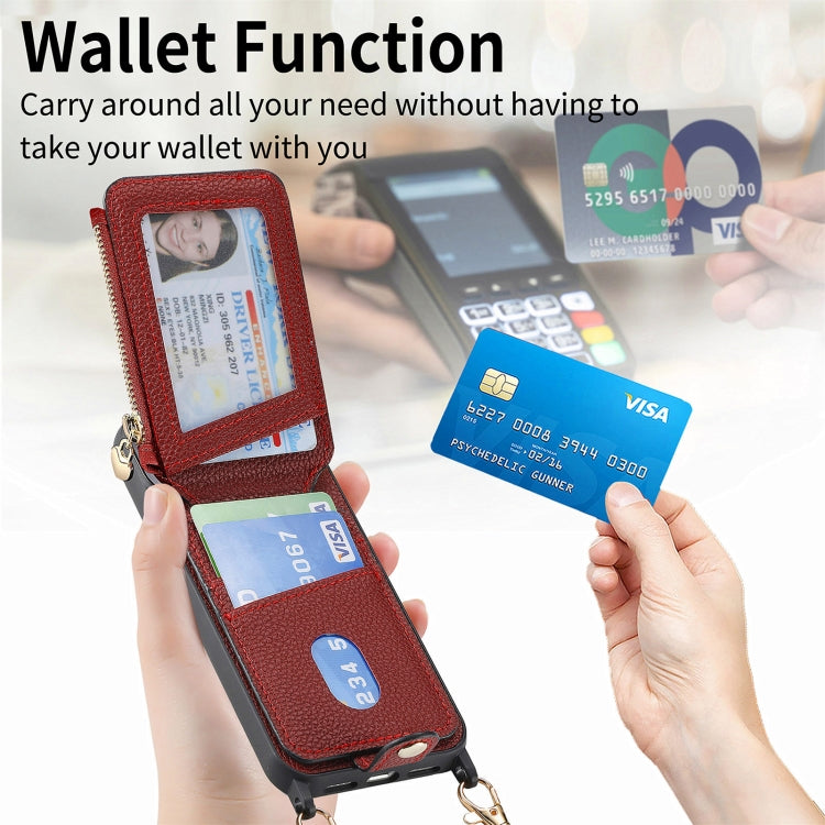 For iPhone 15 Pro Crossbody Love Zipper Leather Back Phone Case(Red) - HoMEdemic™ 