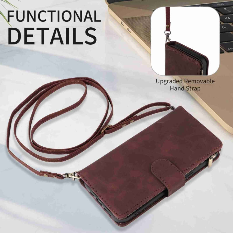 For iPhone 15 Pro Crossbody Multi-card Slot Wallet Zipper Leather Phone Case(Coffee) - HoMEdemic™ 