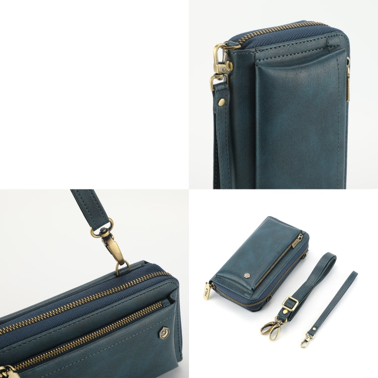 For iPhone 15 Pro Crossbody Multi-functional Zipper Wallet Leather Phone Case(Green) - HoMEdemic™ 