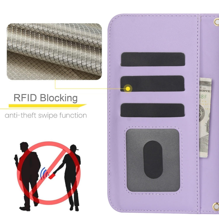 For iPhone 15 Pro Crossbody Multifunction Rhombic Leather Phone Case(Purple) - HoMEdemic™ 