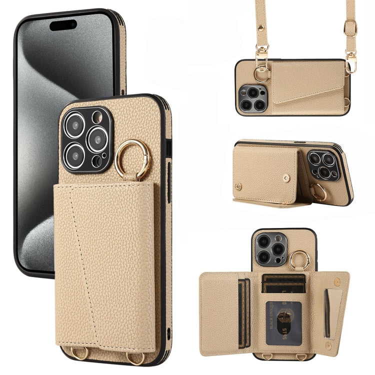 For iPhone 15 Pro Crossbody Ring Wallet Leather Back Cover Phone Case(Brown) - HoMEdemic™ 