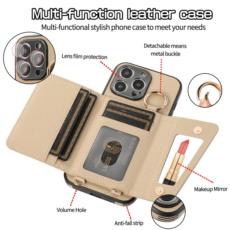 For iPhone 15 Pro Crossbody Ring Wallet Leather Back Cover Phone Case(Brown) - HoMEdemic™ 