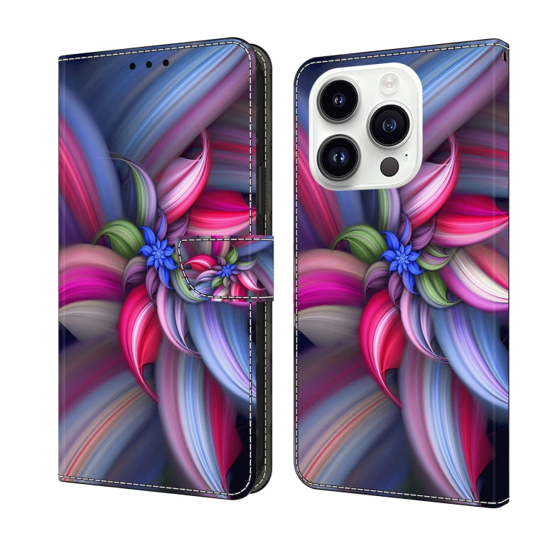 For iPhone 15 Pro Crystal 3D Shockproof Protective Leather Phone Case(Colorful Flower) - HoMEdemic™ 