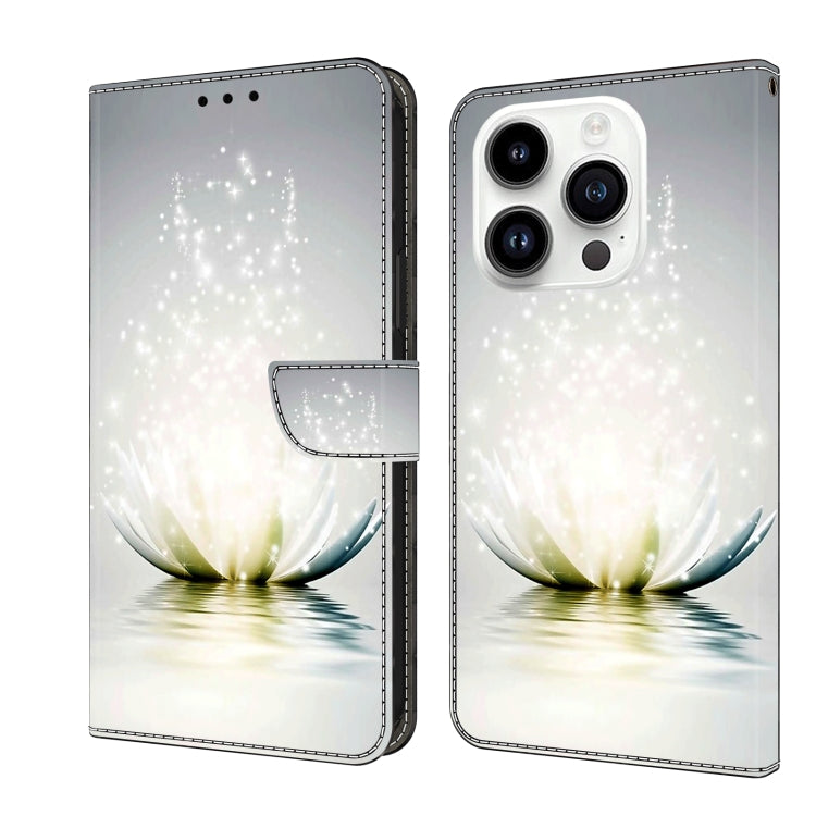 For iPhone 15 Pro Crystal 3D Shockproof Protective Leather Phone Case(Light Lotus) - HoMEdemic™ 