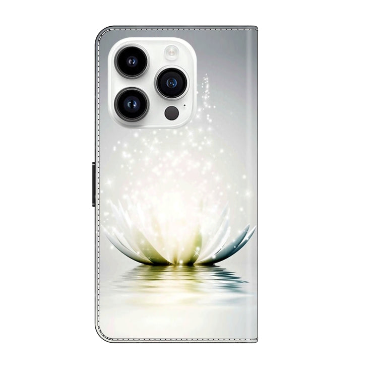 For iPhone 15 Pro Crystal 3D Shockproof Protective Leather Phone Case(Light Lotus) - HoMEdemic™ 