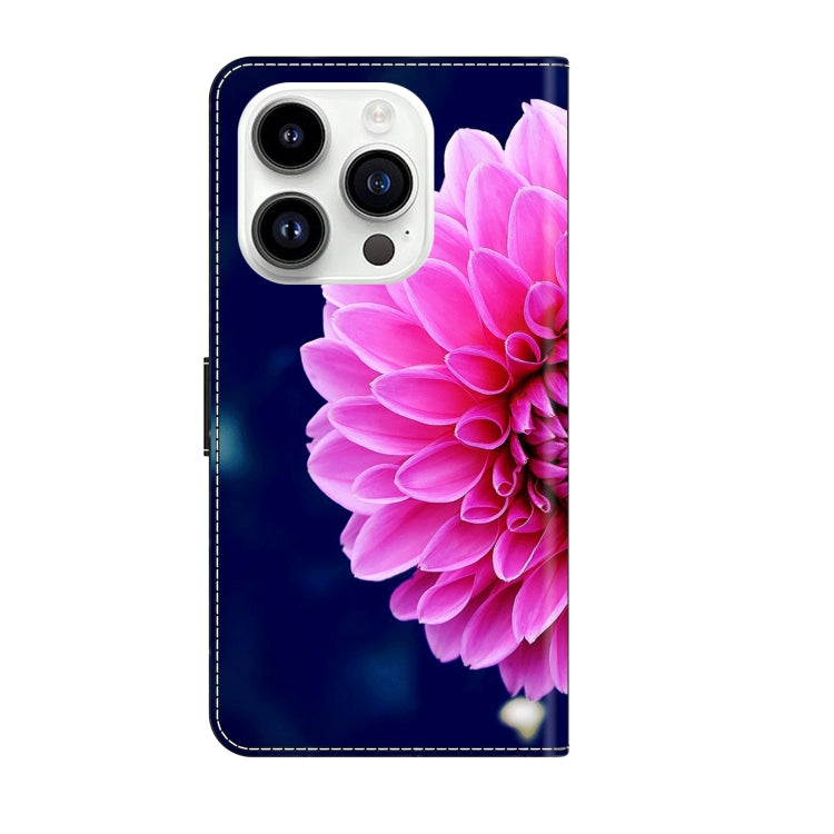 For iPhone 15 Pro Crystal 3D Shockproof Protective Leather Phone Case(Pink Petals) - HoMEdemic™ 