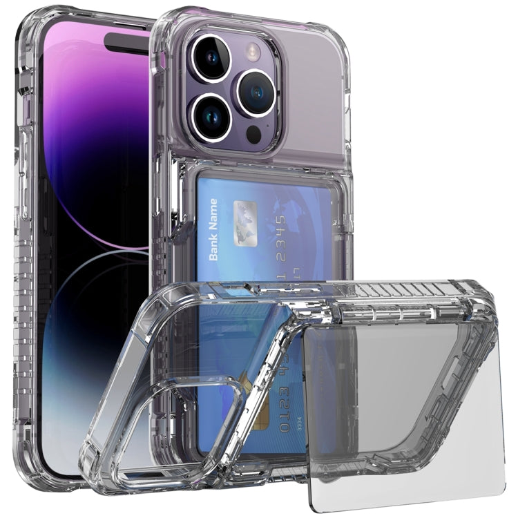 For iPhone 15 Pro Crystal Clear Flip Card Slot Phone Case(Transparent Black) - HoMEdemic™ 