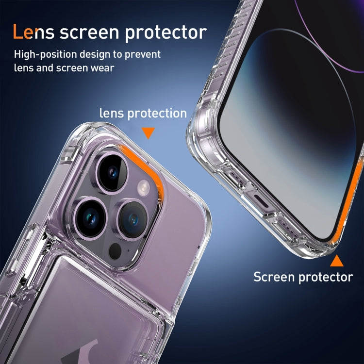 For iPhone 15 Pro Crystal Clear Flip Card Slot Phone Case(Transparent Black) - HoMEdemic™ 
