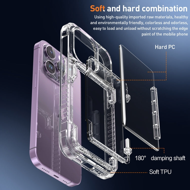 For iPhone 15 Pro Crystal Clear Flip Card Slot Phone Case(Transparent Black) - HoMEdemic™ 