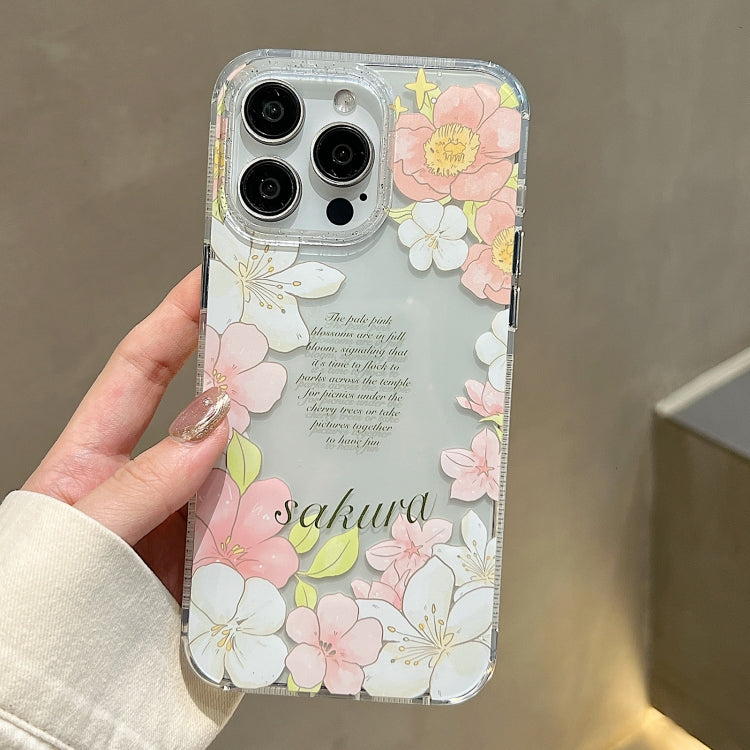 For iPhone 15 Pro Crystal Ice Cooling Shockproof TPU Phone Case(Dark Blue Flower) - HoMEdemic™ 