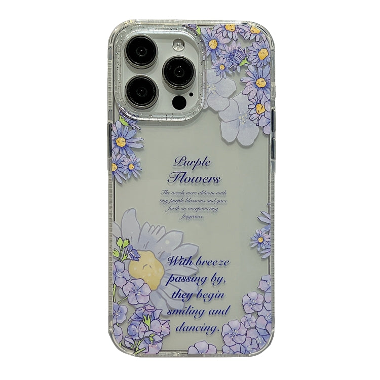 For iPhone 15 Pro Crystal Ice Cooling Shockproof TPU Phone Case(Purple Flower) - HoMEdemic™ 