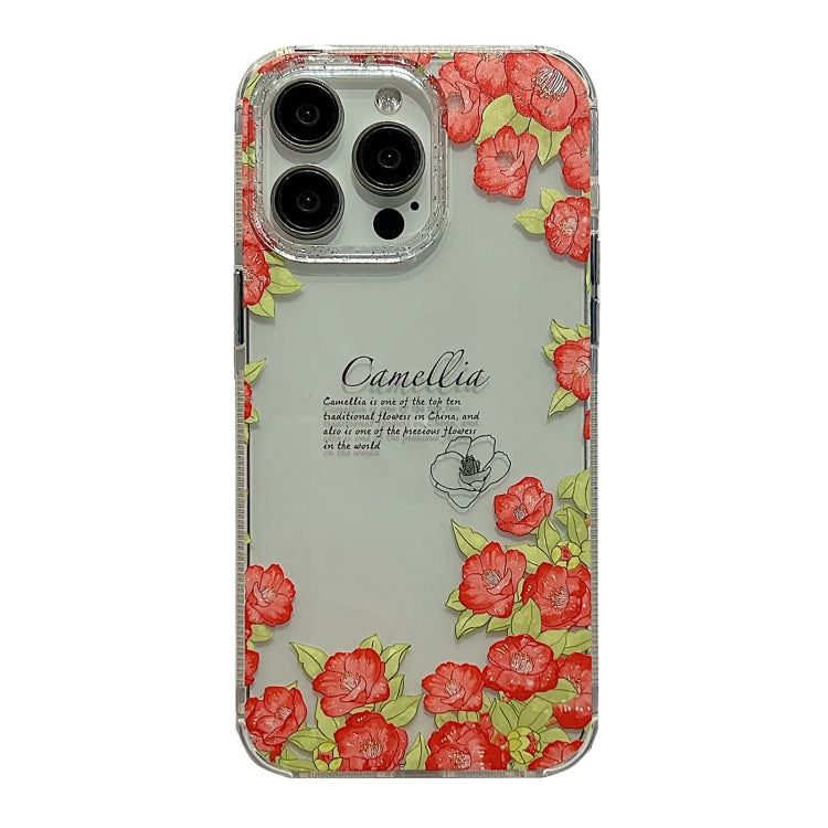 For iPhone 15 Pro Crystal Ice Cooling Shockproof TPU Phone Case(Red Flower) - HoMEdemic™ 