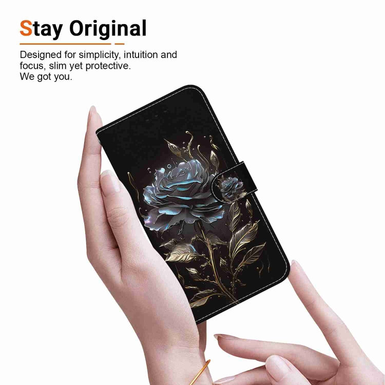 For iPhone 15 Pro Crystal Texture Colored Drawing Leather Phone Case(Black Rose) - HoMEdemic™ 