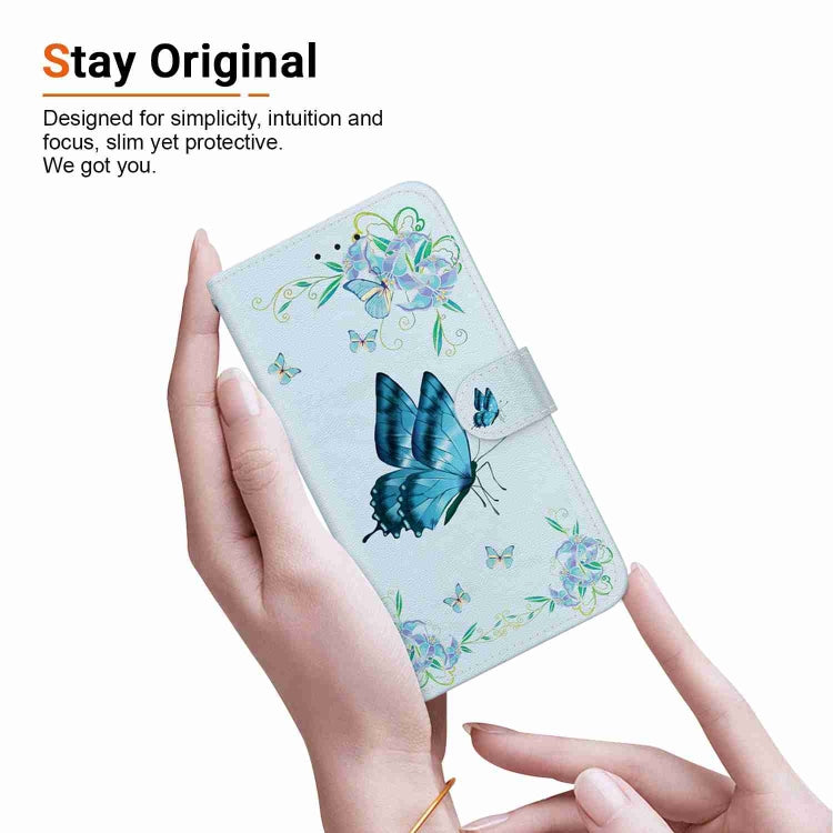 For iPhone 15 Pro Crystal Texture Colored Drawing Leather Phone Case(Blue Pansies) - HoMEdemic™ 