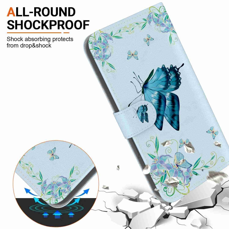 For iPhone 15 Pro Crystal Texture Colored Drawing Leather Phone Case(Blue Pansies) - HoMEdemic™ 