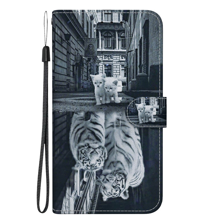 For iPhone 15 Pro Crystal Texture Colored Drawing Leather Phone Case(Cat Tiger Reflection) - HoMEdemic™ 