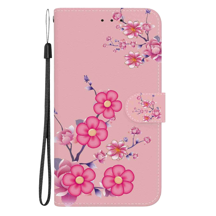 For iPhone 15 Pro Crystal Texture Colored Drawing Leather Phone Case(Cherry Blossoms) - HoMEdemic™ 