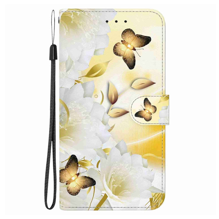 For iPhone 15 Pro Crystal Texture Colored Drawing Leather Phone Case(Gold Butterfly Epiphyllum) - HoMEdemic™ 