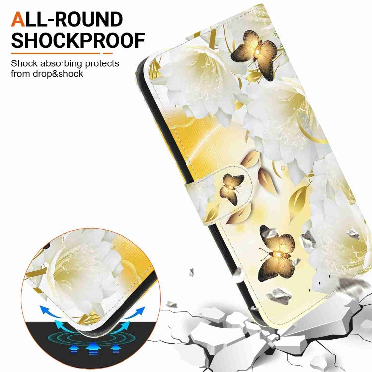 For iPhone 15 Pro Crystal Texture Colored Drawing Leather Phone Case(Gold Butterfly Epiphyllum) - HoMEdemic™ 