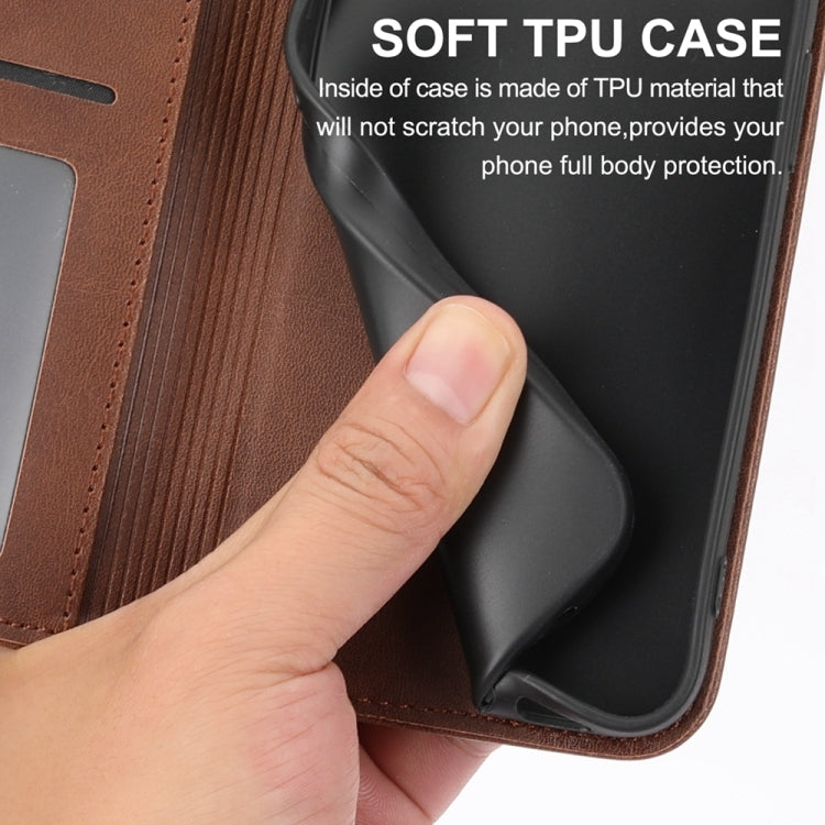 For iPhone 15 Pro Cubic Grid Calf Texture Magnetic Leather Phone Case(Brown) - HoMEdemic™ 