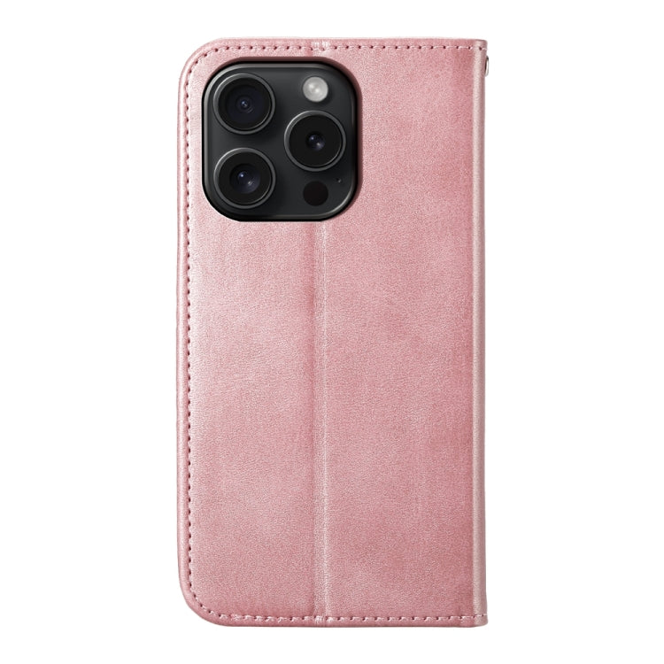 For iPhone 15 Pro Cubic Grid Calf Texture Magnetic Leather Phone Case(Rose Gold) - HoMEdemic™ 
