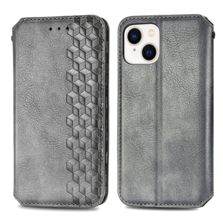For iPhone 15 Pro Cubic Grid Pressed Magnetic Leather Phone Case(Grey) - HoMEdemic™ 