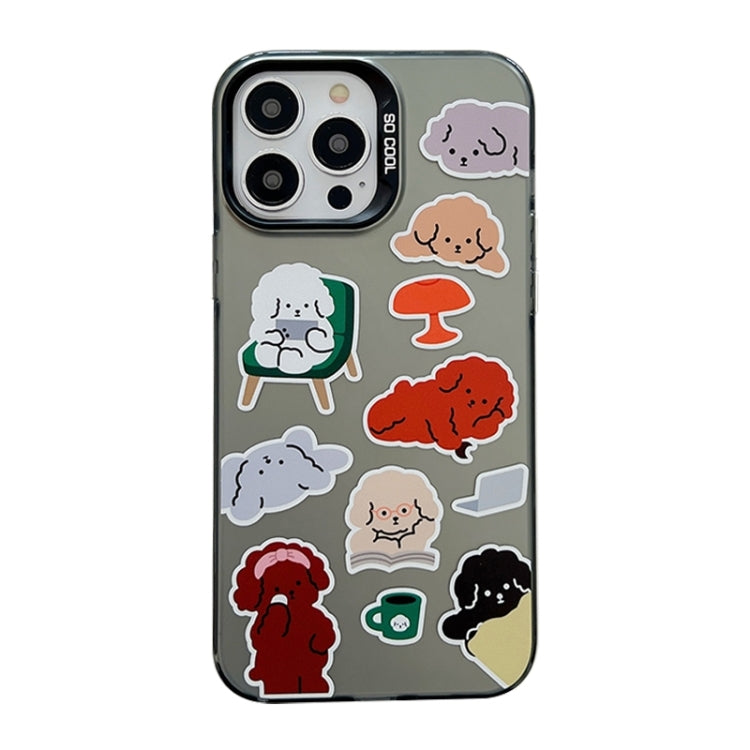 For iPhone 15 Pro Cute Animal Pattern Series PC + TPU Phone Case(Colorful Puppy) - HoMEdemic™ 