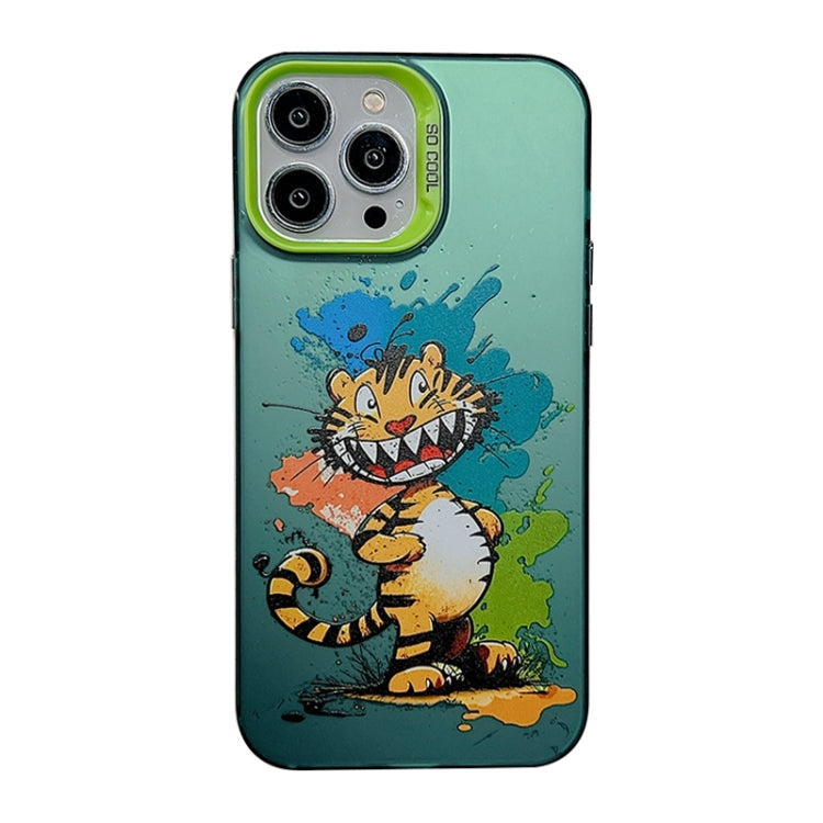 For iPhone 15 Pro Cute Animal Pattern Series PC + TPU Phone Case(Tiger) - HoMEdemic™ 