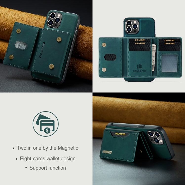 For iPhone 15 Pro DG.MING M2 Series 3-Fold Card Bag Wallet Leather Phone Case(Green) - HoMEdemic™ 