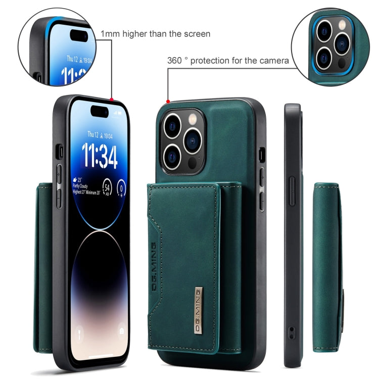 For iPhone 15 Pro DG.MING M2 Series 3-Fold Card Bag Wallet Leather Phone Case(Green) - HoMEdemic™ 