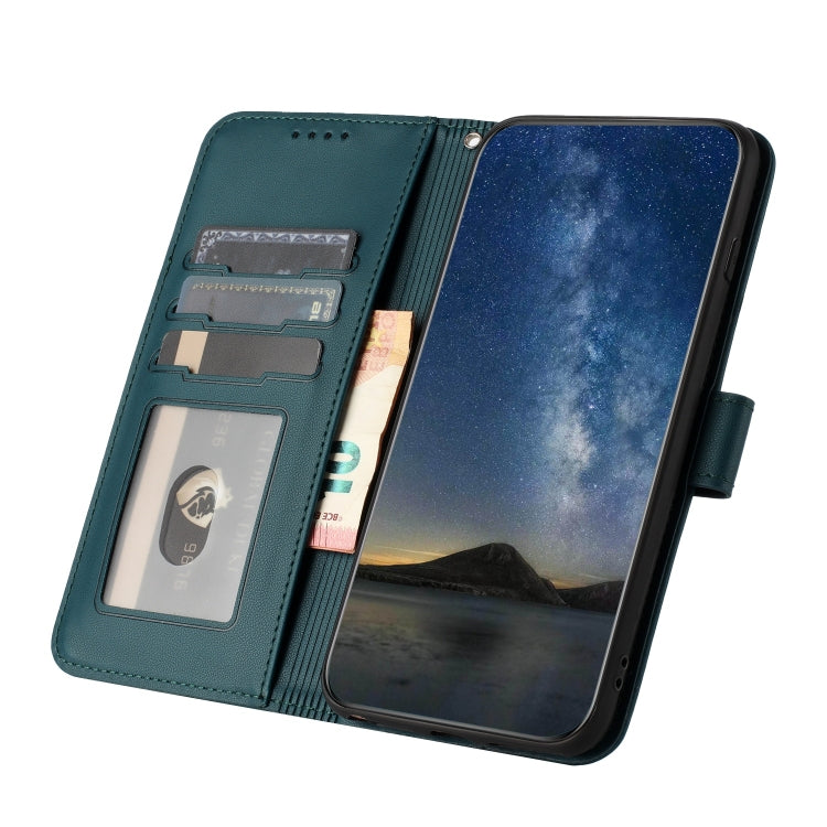 For iPhone 15 Pro Datura Flower Embossed Flip Leather Phone Case(Dark Green) - HoMEdemic™ 
