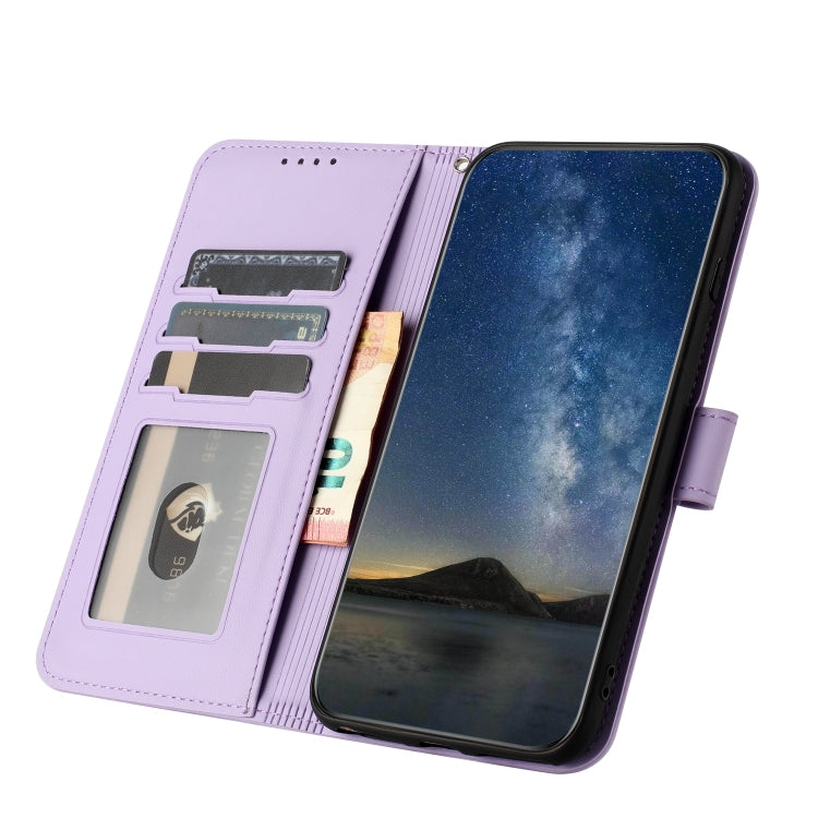 For iPhone 15 Pro Datura Flower Embossed Flip Leather Phone Case(Purple) - HoMEdemic™ 