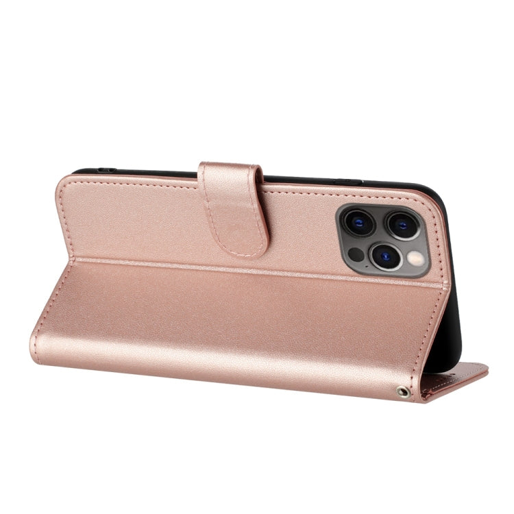 For iPhone 15 Pro Datura Flower Embossed Flip Leather Phone Case(Rose Gold) - HoMEdemic™ 