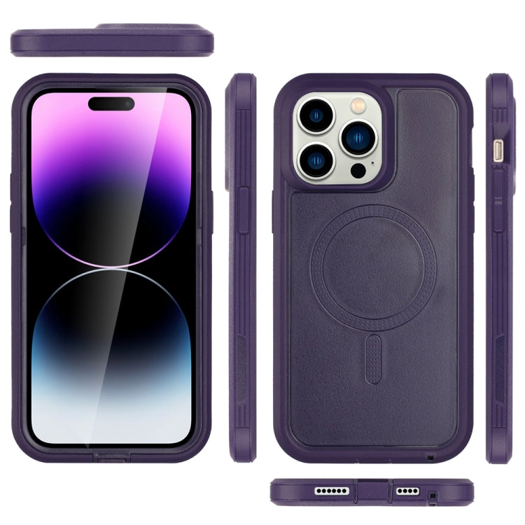 For iPhone 15 Pro Defender Series XT MagSafe Magnetic PC + TPU Shockproof Phone Case(Dark Purple) - HoMEdemic™ 