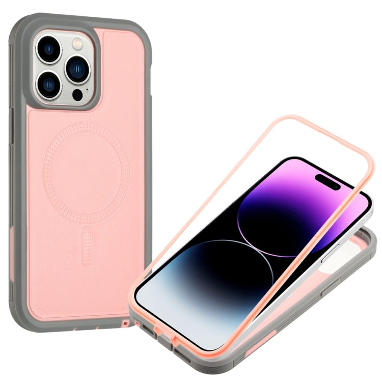 For iPhone 15 Pro Defender Series XT MagSafe Magnetic PC + TPU Shockproof Phone Case(Pink+Grey) - HoMEdemic™ 