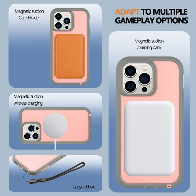 For iPhone 15 Pro Defender Series XT MagSafe Magnetic PC + TPU Shockproof Phone Case(Pink+Grey) - HoMEdemic™ 