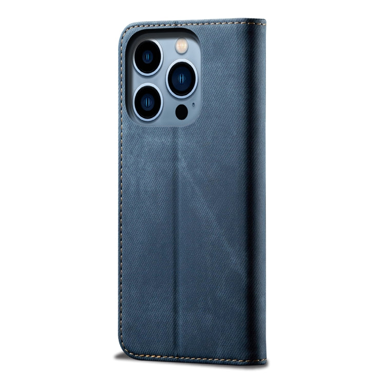 For iPhone 15 Pro Denim Texture Casual Style Horizontal Flip Leather Case(Blue) - HoMEdemic™ 