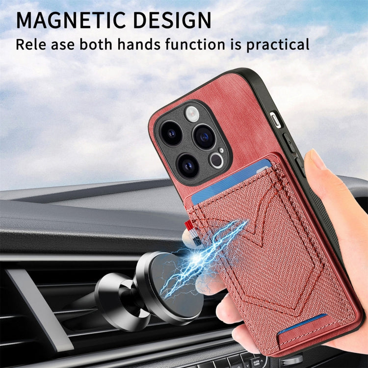 For iPhone 15 Pro Denim Texture Leather Skin Phone Case with Card Slot(Pink) - HoMEdemic™ 
