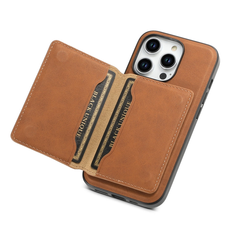 For iPhone 15 Pro Denior D13 Retro Texture Leather MagSafe Card Bag Phone Case(Brown) - HoMEdemic™ 
