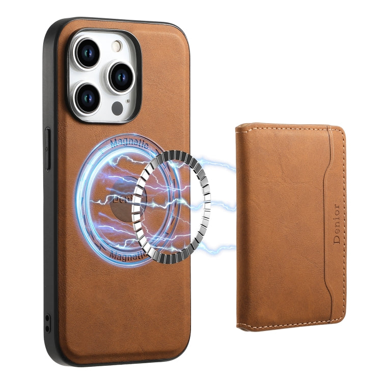 For iPhone 15 Pro Denior D13 Retro Texture Leather MagSafe Card Bag Phone Case(Brown) - HoMEdemic™ 